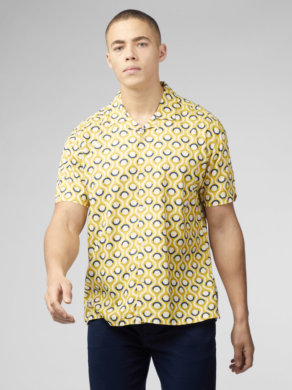 Yellow Ben Sherman Signature Retro Geo Shirts | 462098-OAH